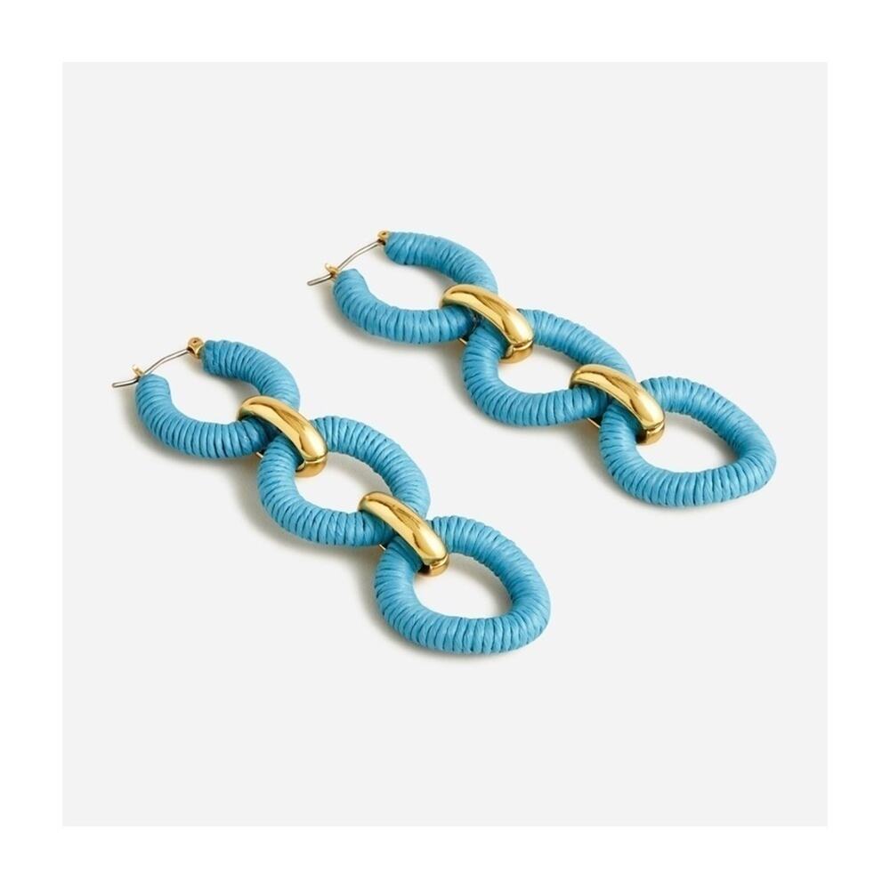 J. Crew Cotton Raffia-Wrapped Chain Earrings - Picture 5 of 5